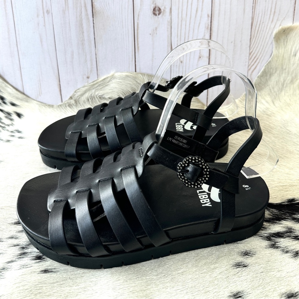 Sam & Libby Women’s Abigail Fisherman’s Footbed Black Sandals Size 8.5